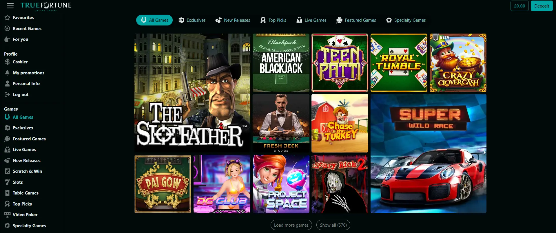 Games True Fortune Casino Games available at True Fortune Casino