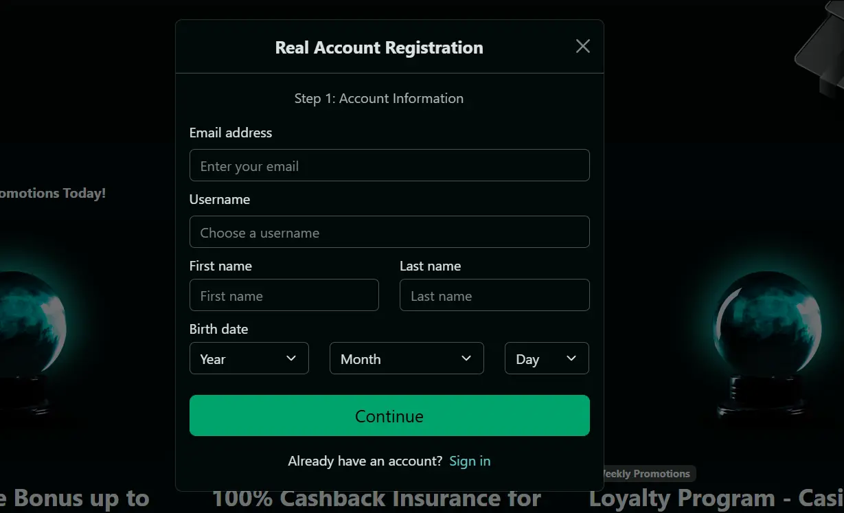 Registration to True Fortune Casino Registration and login to True Fortune Casino