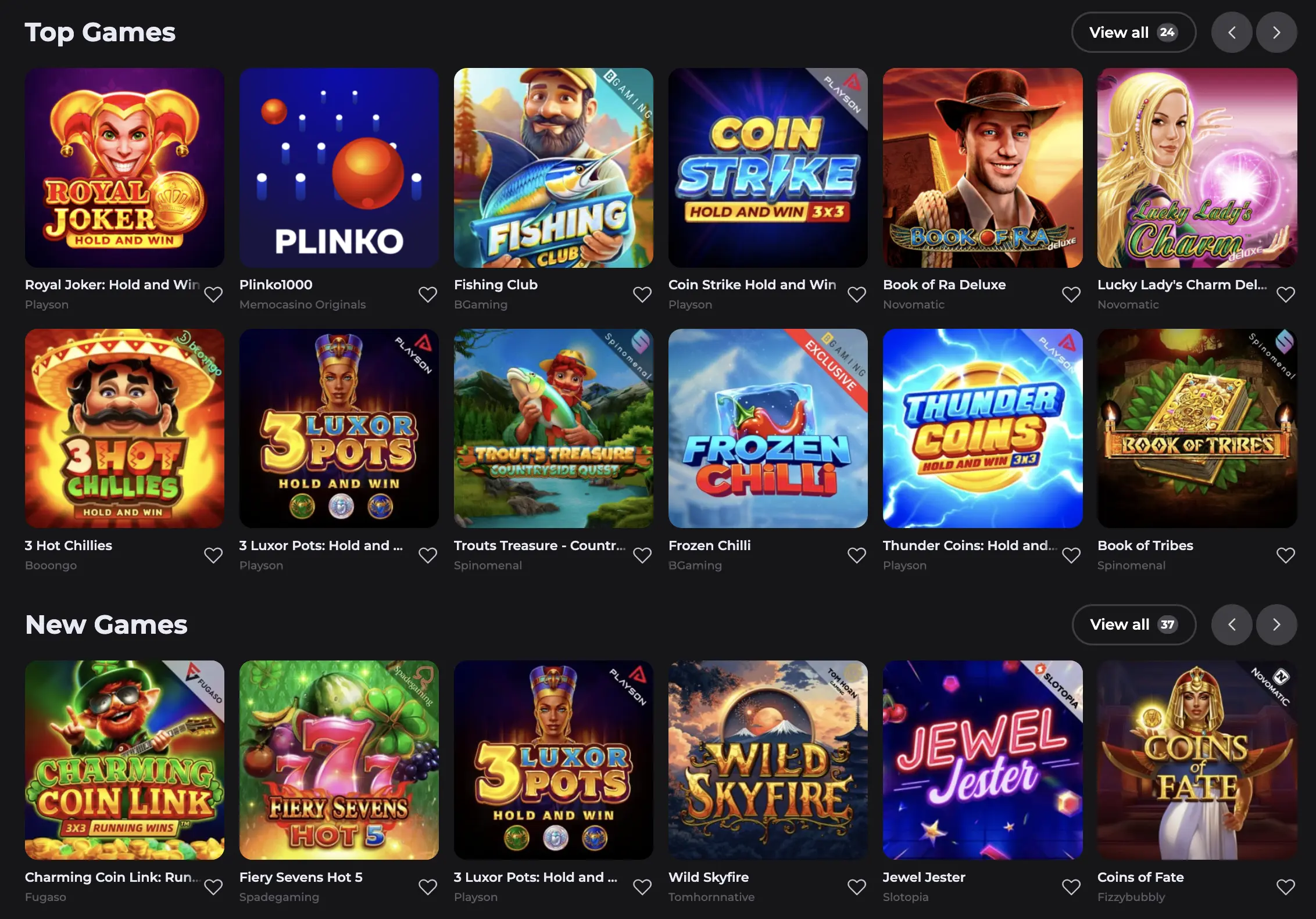 Memo casino game library